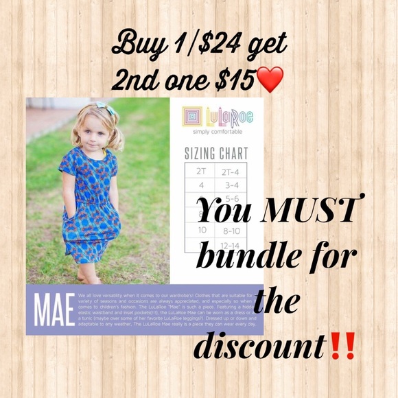 🧸🌸🐝 LulaRoe Girls Mae Dress w/pockets💕 - Picture 4 of 6